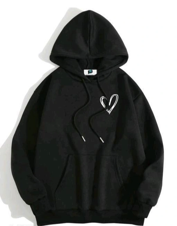 SXV  'Heart’ Printed Cool Aesthetic Sweatshirt HoodieFabric - Black, XL