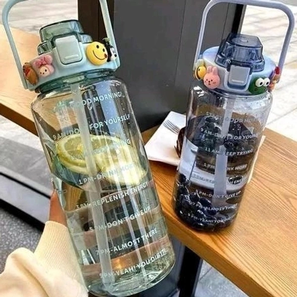 jesilo Plastic Water Bottel with Straw & Time Marker