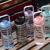 jesilo Plastic Water Bottel with Straw & Time Marker