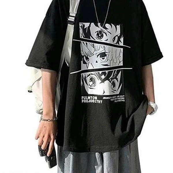 Anime Printed Oversized T-Shirts for Men | Down Shoulder Loose Fit Black T-Shirt for Men | Goku and Naruto Printed T-Shirt for Men | Relaxed Fit Cotton T-ShirtName: Anime Printed Oversized T-Shirts for Men | Down Shoulder Loose Fit Black T-Shirt for Men | Goku and Naruto Printed T-Shirt for Men | Relaxed Fit Cotton T-Shirt - Black, M