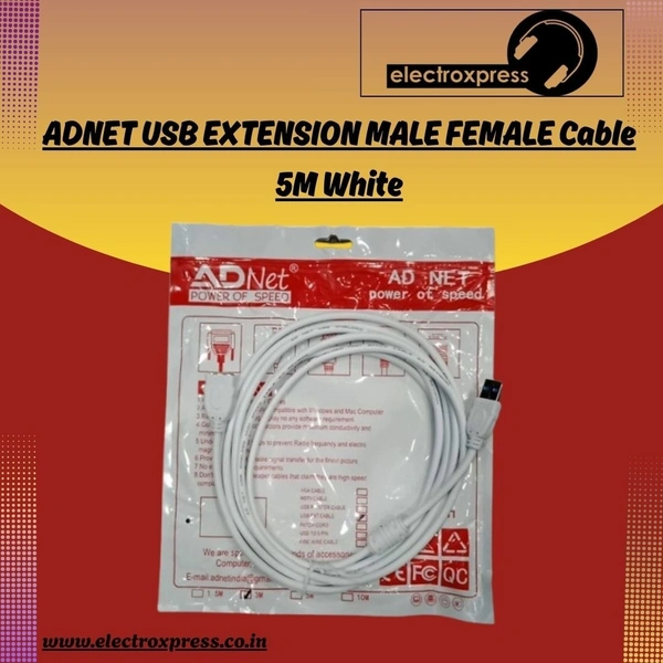 ADNET USB EXTENSION MALE FEMALE Cable 5M White PACK OF 10