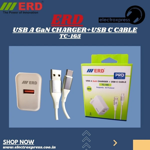 ERD TC-165C USB A GAN CHARGER+USB C CABLE