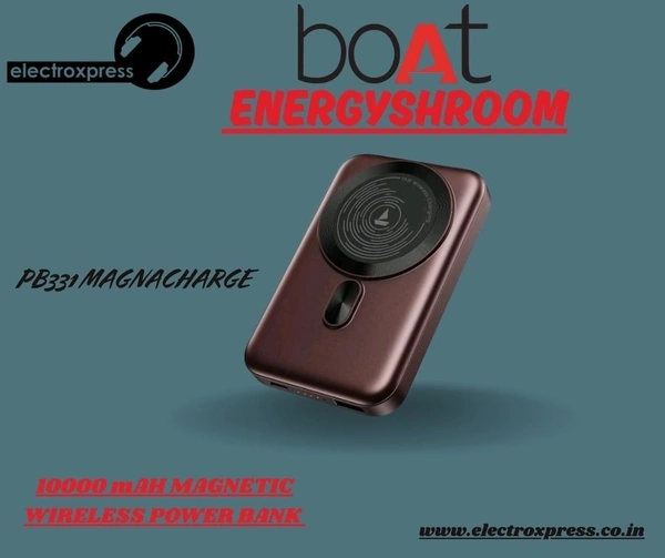 BOAT boAt New Launch EnergyShroom PB331 (Magsafe) 10000mAh Magnetic Wireless Powerbank, 15W Wireless & 22.5W Wired Charging for (iPhone 16,15,14,13 & 12, Android & Other Qi Enabled Devices)  - 1 Year