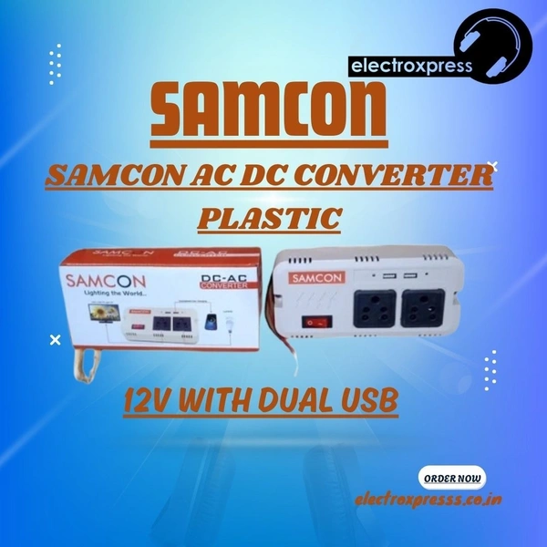 SAMCON AC DC CONVERTER PLASTIC 12V WITH DUAL USB