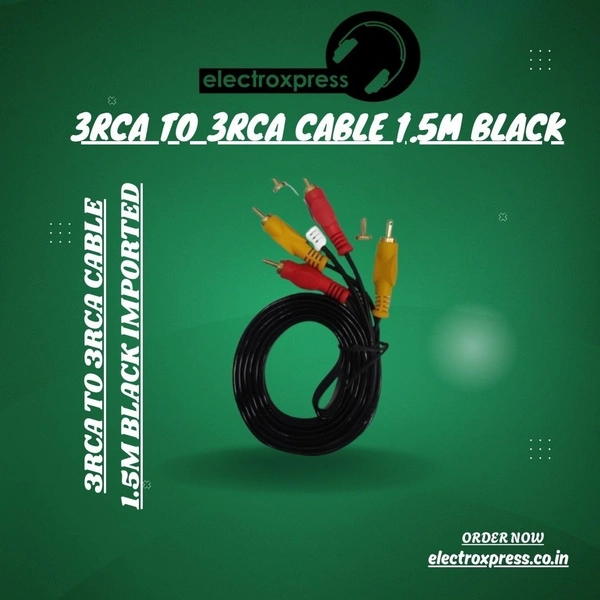 3RCA to 3RCA Cable 1.5M Black PACK OF 10