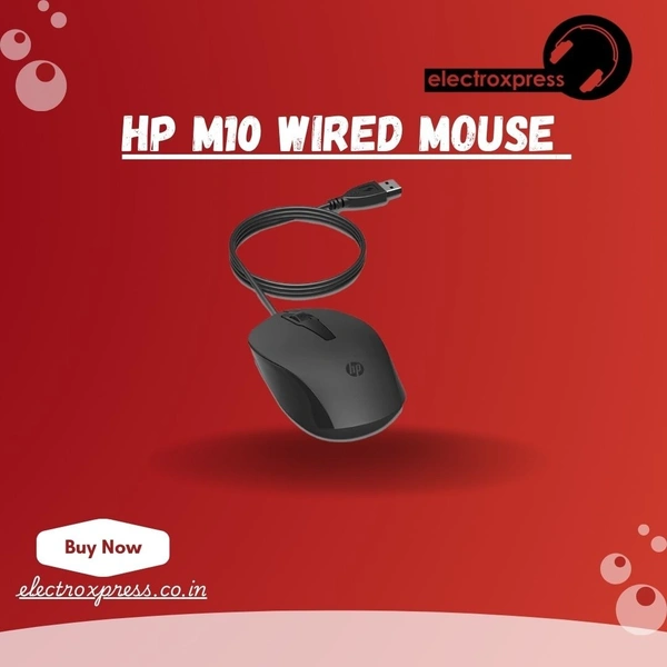 HEWLETT PACKARD (HP) hp M10 Wired Mouse Precise Scrolling And Clicking and Smooth Motion Without Keypad  - 1 Years