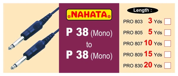NAHATA P 38 (MONO) TO P 38 (MONO) ALL LEANTH  - 15yd