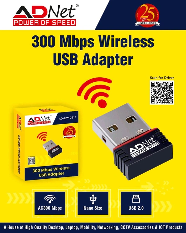ADNET 300 MBPS WIRELESS USB ADAPTER -AD-UW-0211 - 1. Year