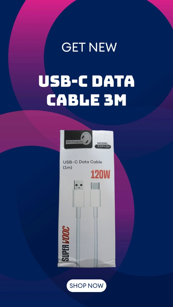 USB-C DATA CABLE MODEL EXP=3M 120 W