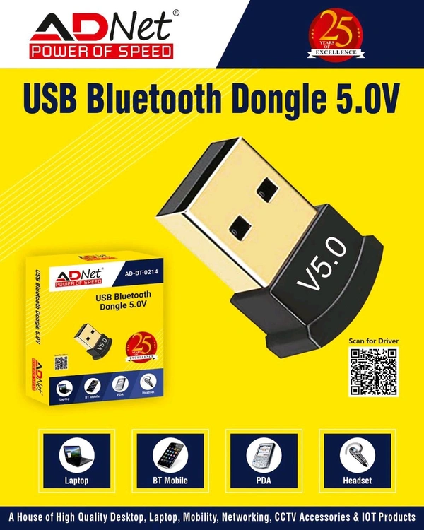 ADNET USB Bluetooth Dongle 5.0 V - 1 Year