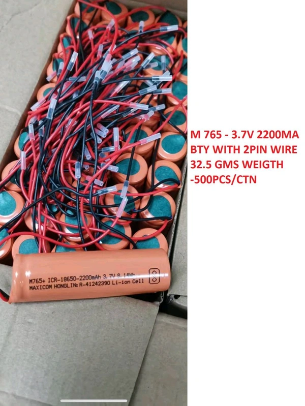 M765-3.7V 2200MA BTT WITH 2PIN WIRE 32.5GMS WEIGHT-500PCS/CTN