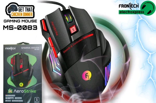 FRONTECH GAMING MOUSE 7 BUTTON RAINBOW BACKLIT AEROSTRIKE MS-0083  - 1 YEAR WARRANTY