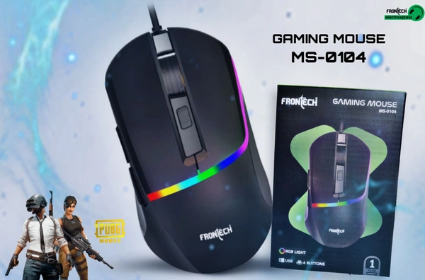 FRONTECH GAMING MOUSE 6 BUTTON WITH RGBLIGHT MS-0104 - 1 YEAR WARRANTY