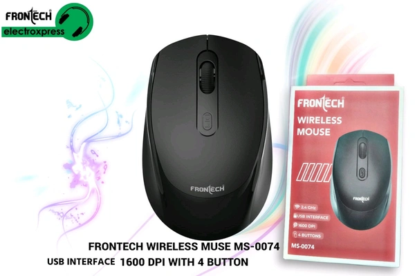 FRONTECH WIRELESS MOUSE MS-0074  4 BUTTON 1600DPI - 1 YEAR WARRANTY