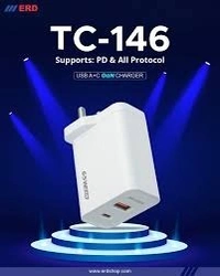 ERD TC-146 USB A+C Gan CHARGER + C TO C CABLE    
