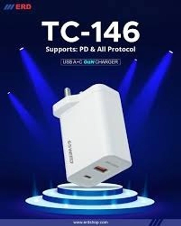 ERD TC-146 USB A+C Gan CHARGER + C TO C CABLE    