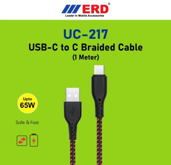 ERD UC-217 USB-C TOC BRAIDED CABLE 65W
