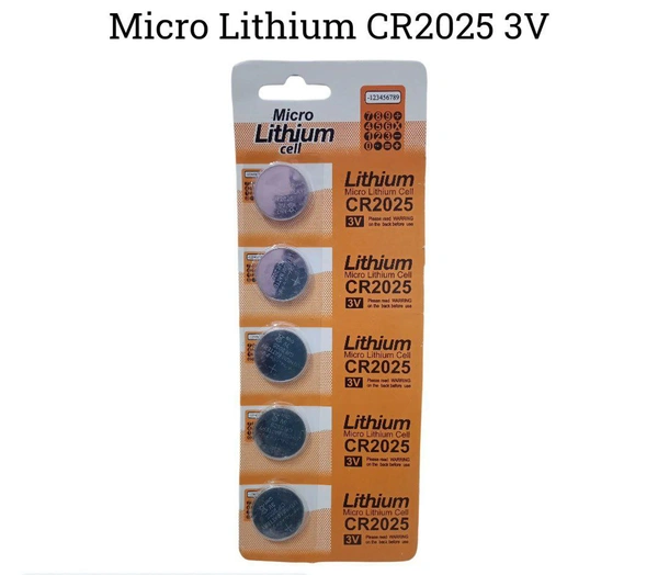 Button Cell Lithium CR2025 Pack of 5