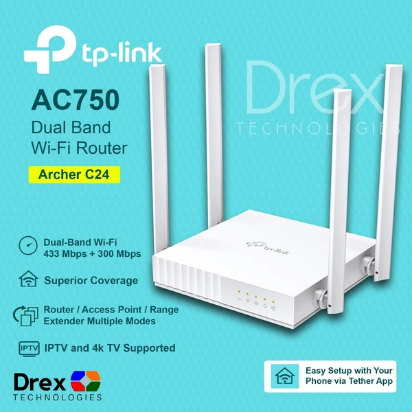 TP-LINK DUAL BAND WI-FI ROUTER AC-750;ARCHER C 24