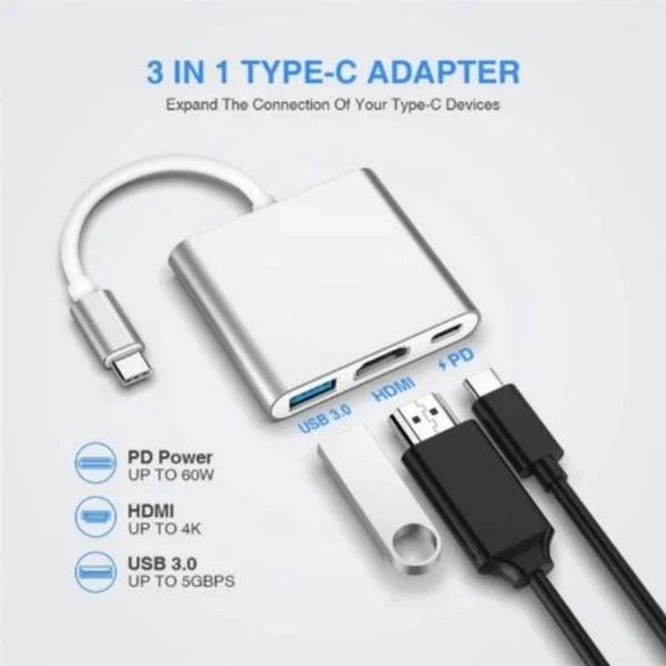 TYPE C TO HDMI + TYPEC + USB 3IN1 CONVERTER