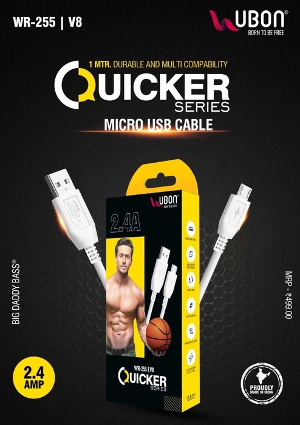 UBON WR-255 V8 Cable 2.4AMP QUICKER SERIES PACK OF 10