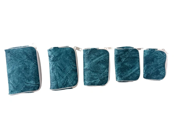 Premium Fabric Zipper Pouch Set (Set of 5 – Blue) - 1 Set