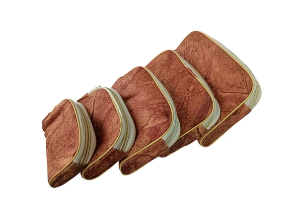 Premium Fabric Zipper Pouch Set (Set of 5 – Golden) - 25 Set