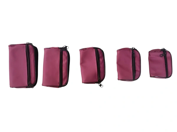 Double Chain Synthetic Pouch Set (Set of 5 – Maroon) - 1 Set