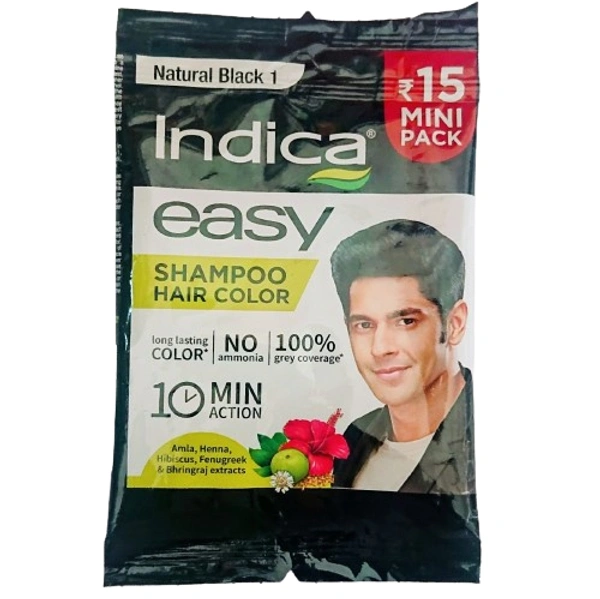 Indica Easy Shampoo Hair Color Natural Black 1 - Out of Stock, Hair Color