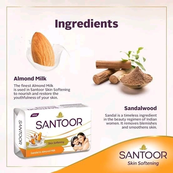 Santoor Sandal & Almond Milk Soap - Out of Stock, 100g