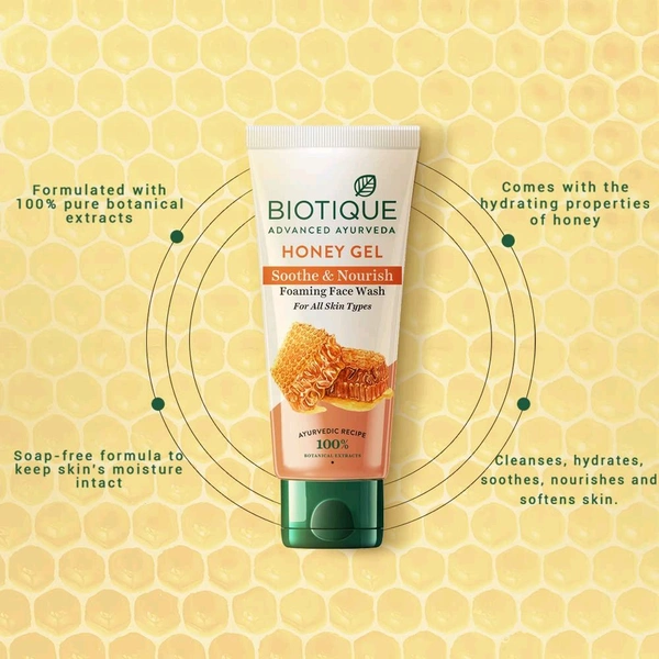 Biotique Advanced Ayurveda Honey Gel Foaming Face Wash - Out of Stock, 50ml, Face Wash