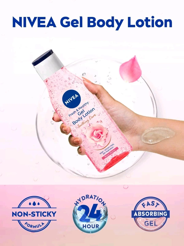 Nivea Fresh & Healthy Gel Body Lotion Soothing Care Rose Water - Out of Stock, 200ml, Body Lotion