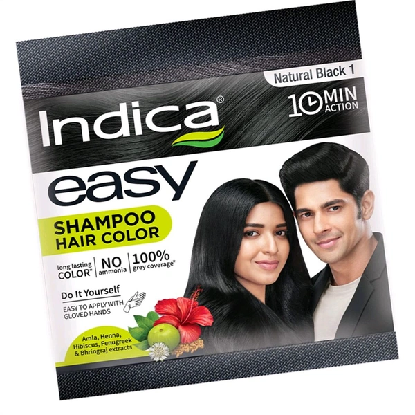 Indica Easy Shampoo Hair Color Natural Black 1 - Out of Stock, Hair Color