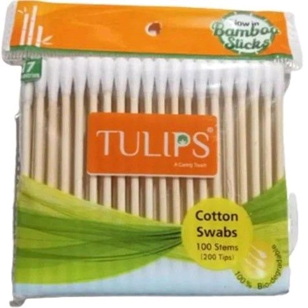 Tulips Bamboo Stick Cotton Swabs (Buds) - Out of Stock, 100 Stems, Ear Buds