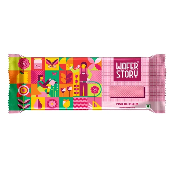 Wafer Story Pink Blossom Classic Cream Wafer Biscuits - 60g