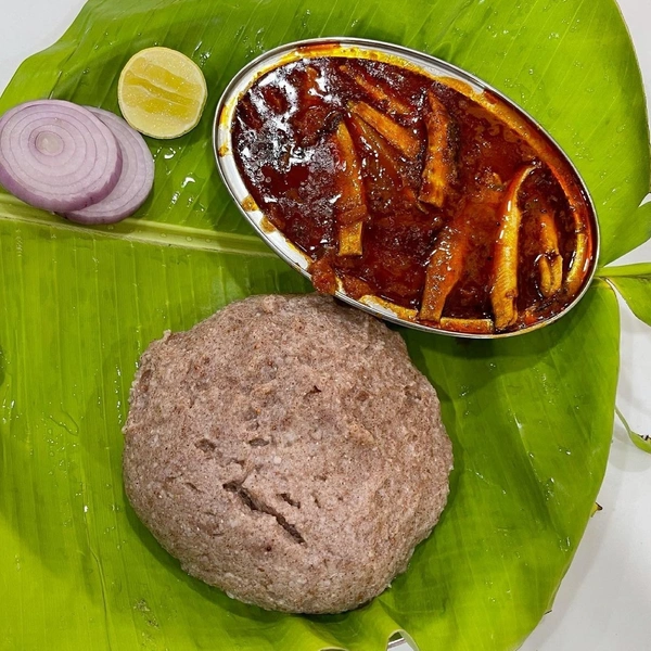 Ragi Ball(களி) + Dry Fish (கருவாடு குழம்பு)