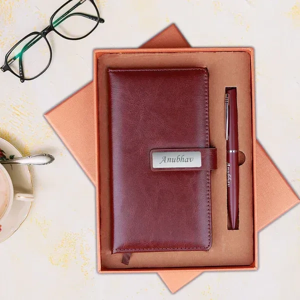 Gift Set – 2 in 1 Brown Diary + Pen Set - Black