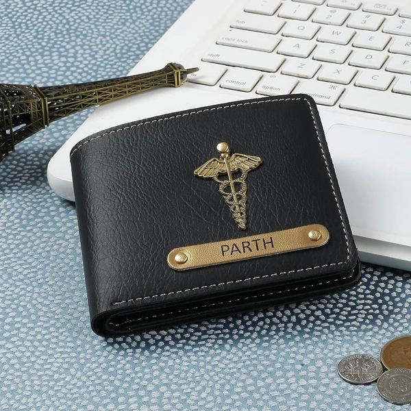 Engraving Faux Leather Men’s Wallet + Dr. set - Black