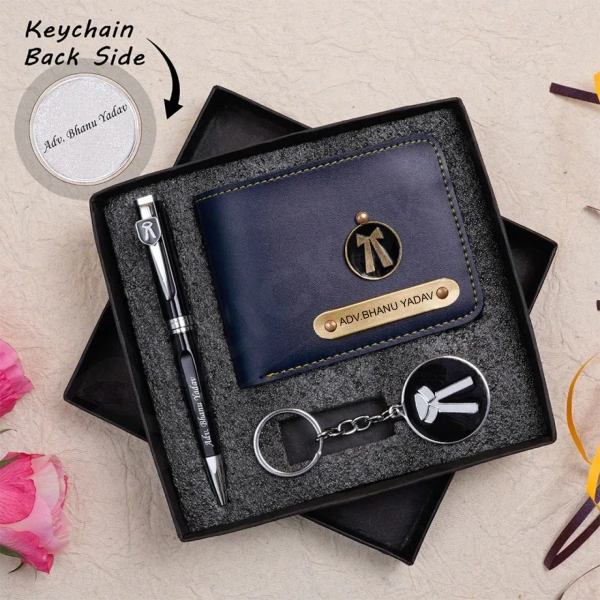 Engraving Faux Leather Men’s Wallet + CA Set - Tan