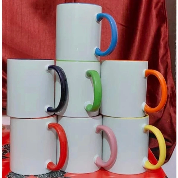 3 Tone Normal Handle mugs. - Yellow