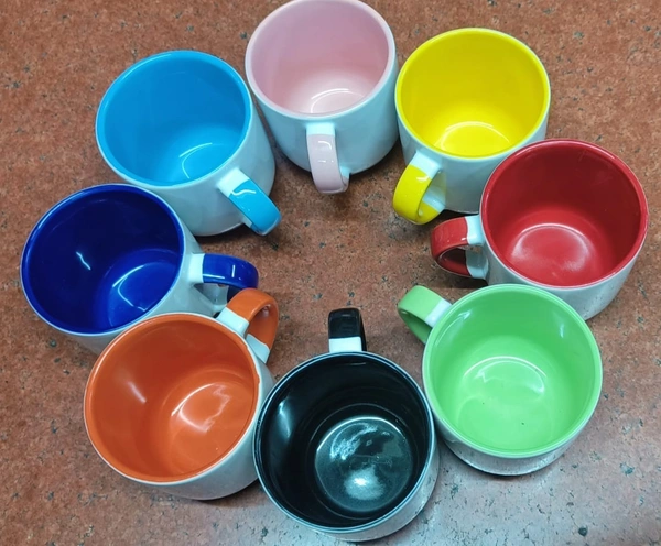 3 Tone Tea Mugs. - Red