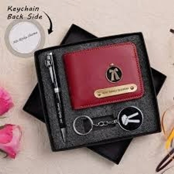 Engraving Faux Leather Men’s Wallet + Adv. set - Black