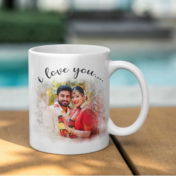 White mugs. Small Size - Blue