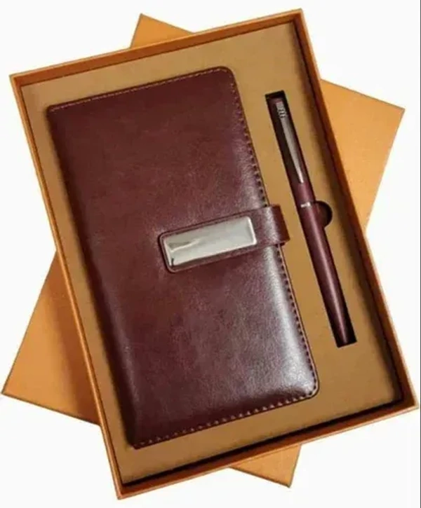 Gift Set – 2 in 1 Brown Diary + Pen Set - Brown