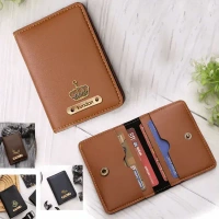 Faux Leather Card Holder - Tan