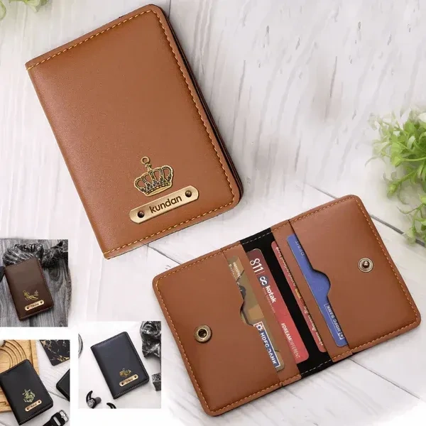 Faux Leather Card Holder - Tan