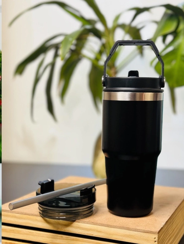 Tumbler 600 ml With Metal Straw - White