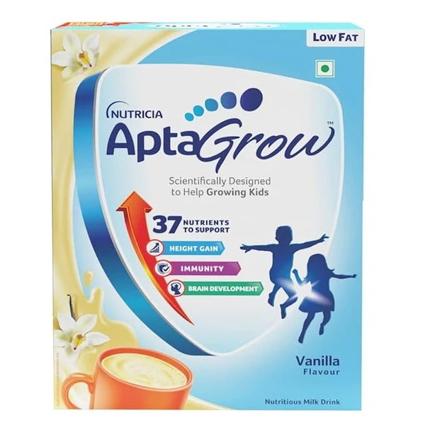 AptaGrow Health and Nutrition Drink Powder for Kid’s (Vanilla Flavor, 400 Gms, BIB) with 37 Vital Nutrients to Support Height Gain, Immunity & Brain Development