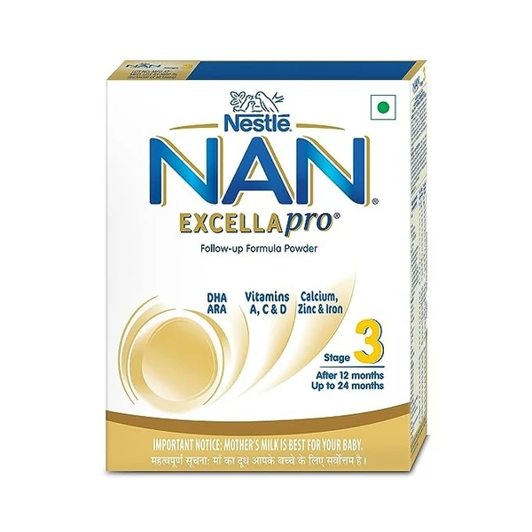 EXCELLAPRO Nestle Nan Excellapro 3 Follow-Up Formula-Powder After 12 Months, Stage 3, 400G Bag-In-Box Pack, Infant
