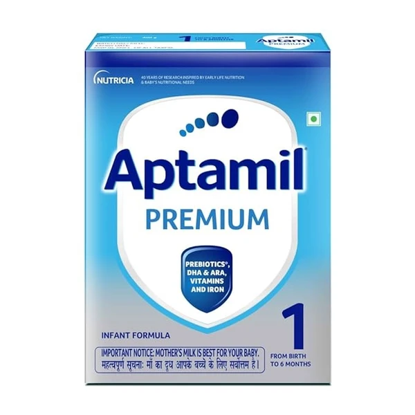 Aptamil Premium Infant Formula Milk Powder for Babies - Stage 1 (Upto 6 Months) - with Prebiotics and DHA - 400gms - BIB Pack